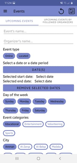 Events filter